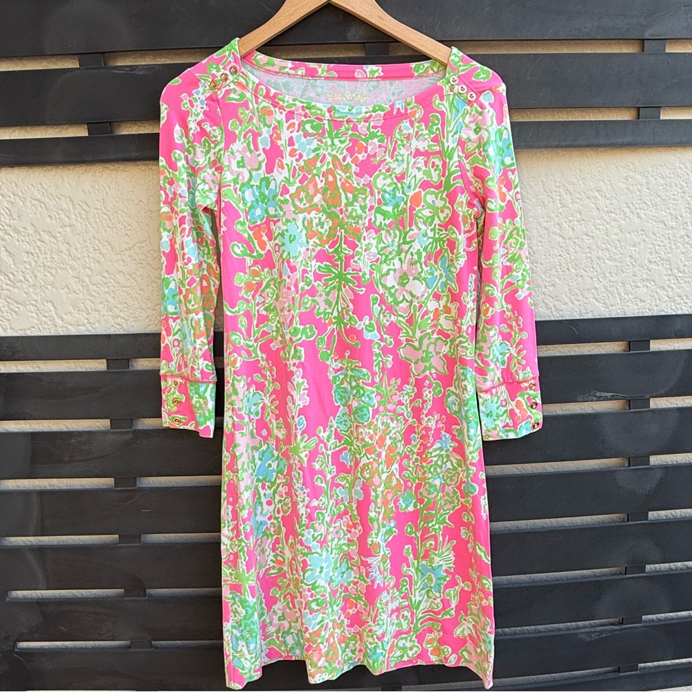 Lilly Pulitzer Vibrant Pink and Green Mini Dress